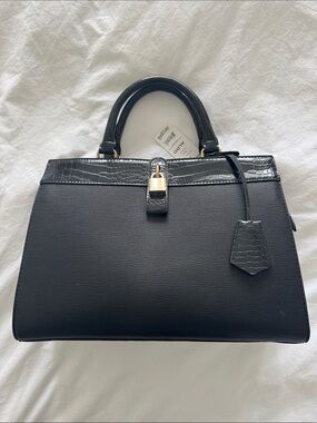 NWT Aldo Taunn Croc-Trim Top-Handle Satchel Hand Bag Purse in Black